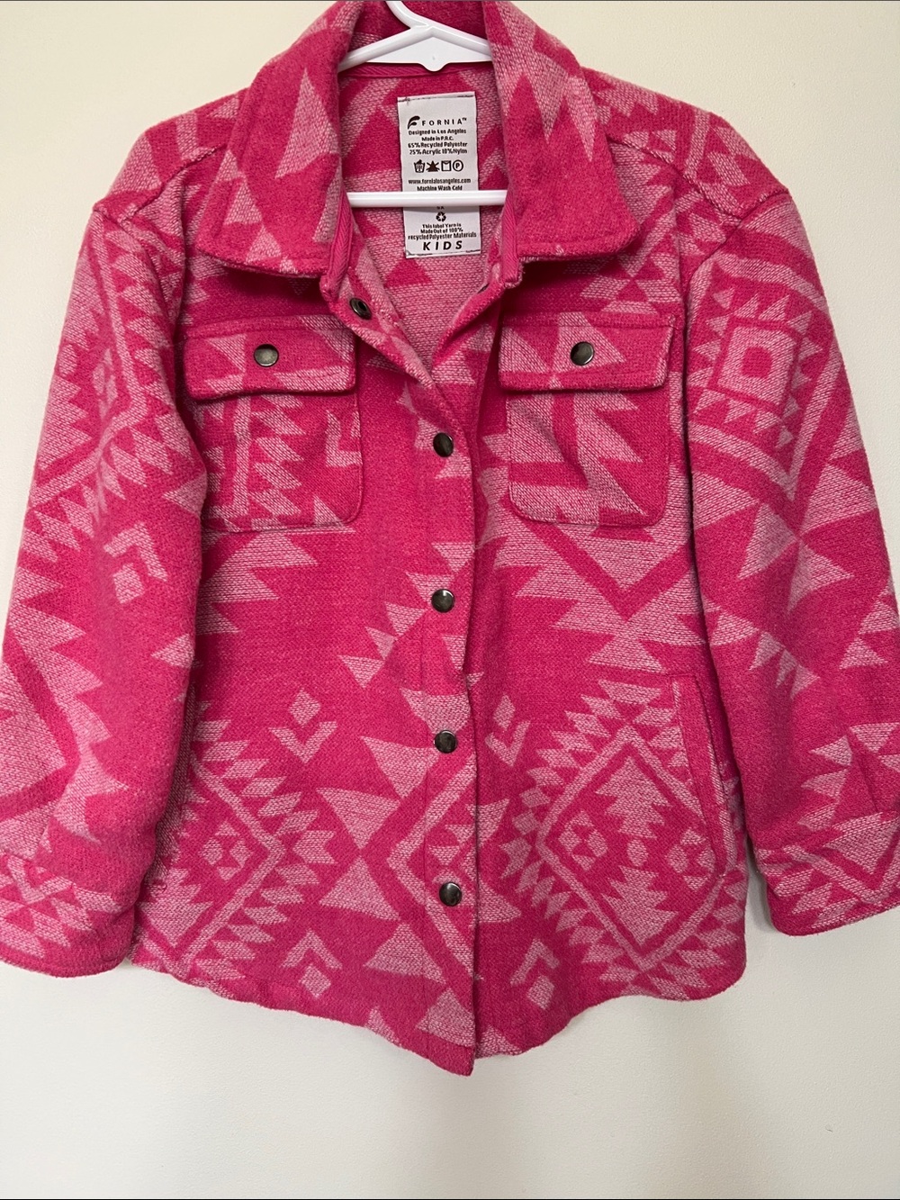 Kids Fuchsia Patterned Pea Coat by Sonoma